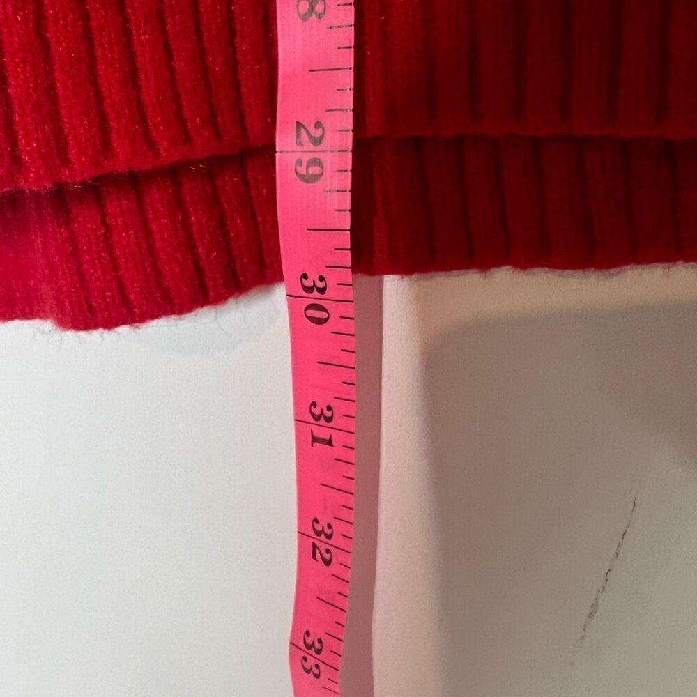 Anthropologie Red V-neck Sweater Button Detail Medium Tunic Length - Picture 11 of 16